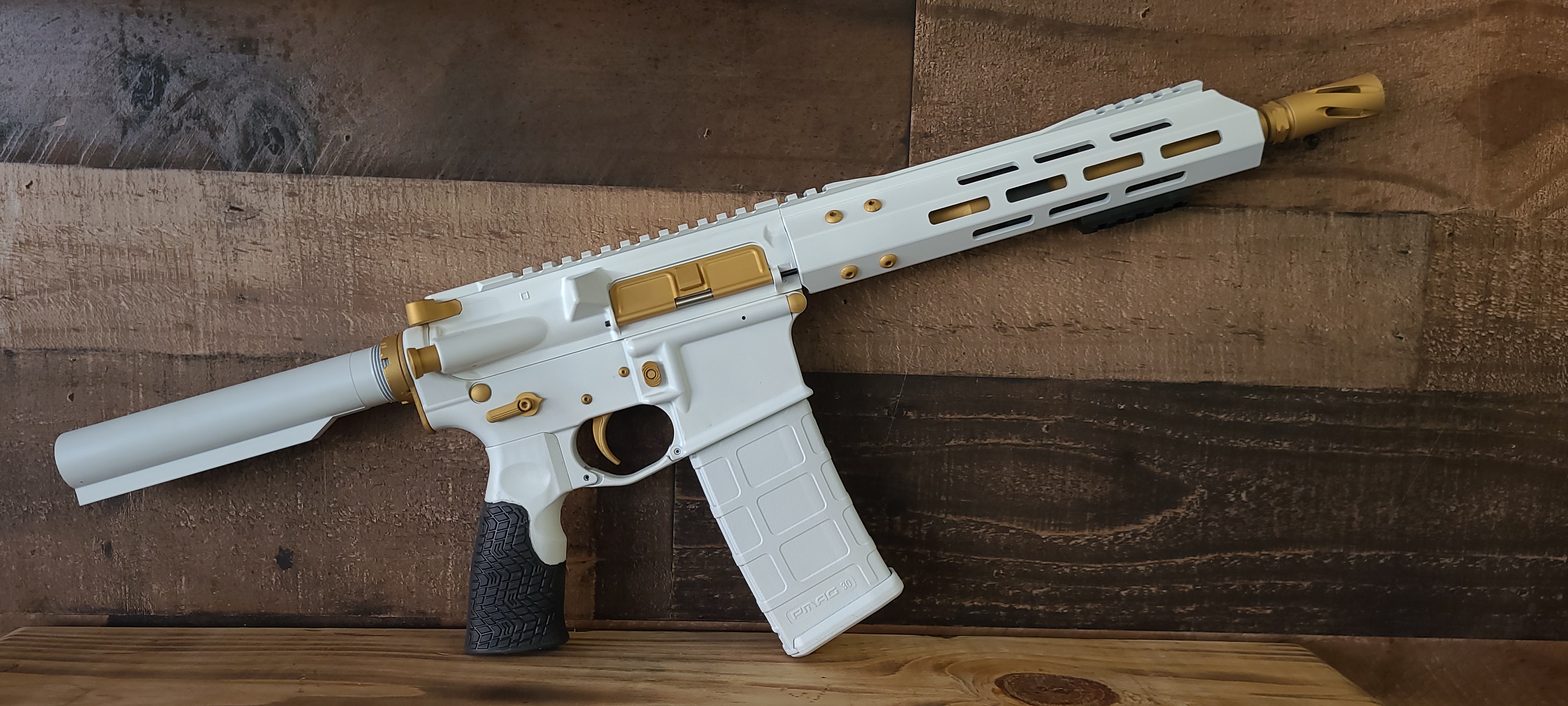 White and gold AR | Cerakote