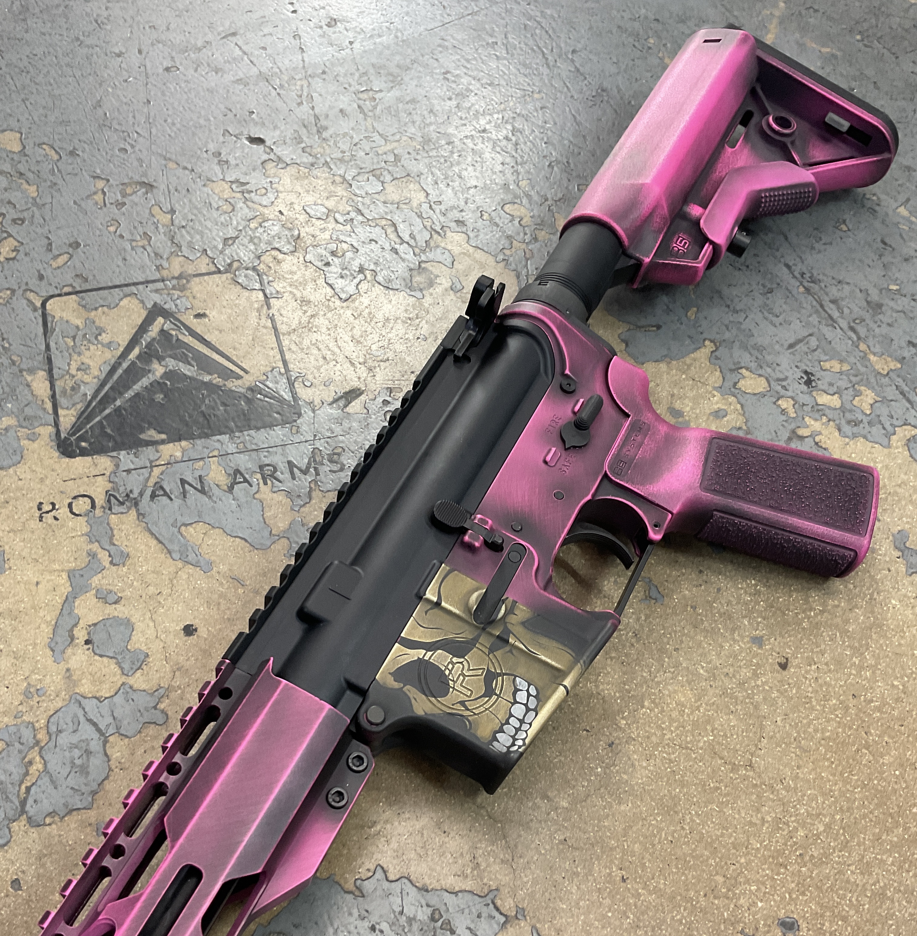 Pink Ar AR-15 Build finished in a Hidden White, Prison Pink, Benelli® Sand ...