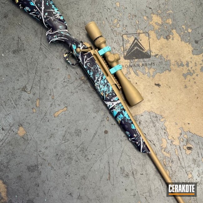 770 Coated With Cerakote In Bright Nickel, Aztec Teal, Robin's Egg Blue And Gold