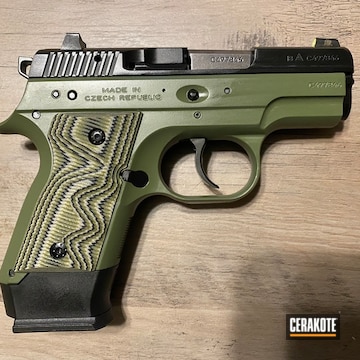 Custom Cz Pistol Coated With Cerakote In Deep Blue, Graphite Black And Multicam® Dark Green