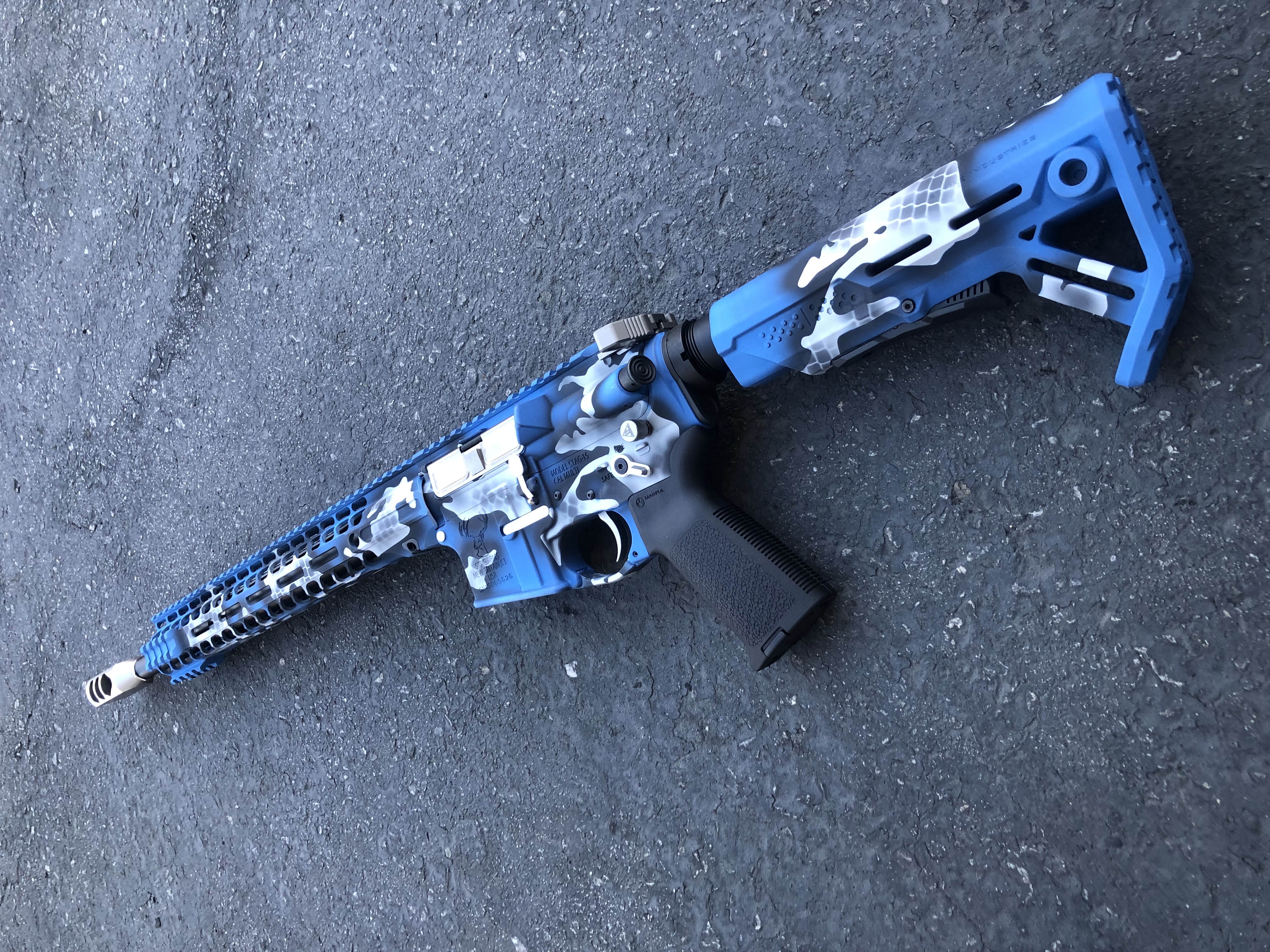 Custom 362 Ar-15 Custom Camo coated with H-213, H-146, H-184 and H-362 | Cerakote