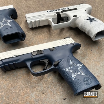 Dallas Cowboys Themed Smith & Wesson Pistols Coated With Cerakote In H-127 And H-140