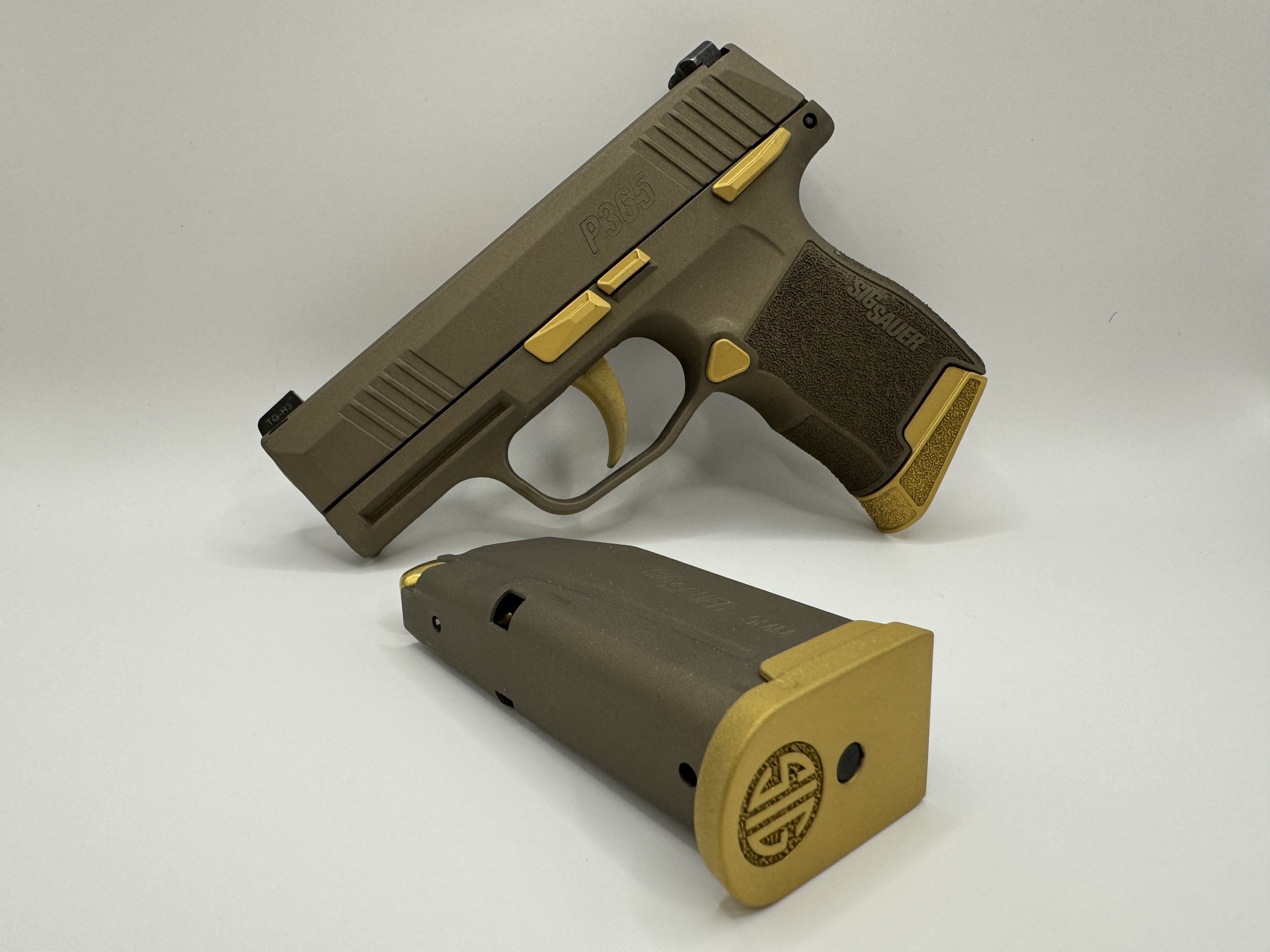 Sig P365 with a Smoked Bronze and Gold Finish | Cerakote