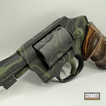 Smith & Wesson Revolver Coated With Cerakote In Cobalt And Multicam® Dark Green