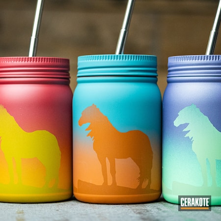 Powder Coating: Laser Engrave,Custom Tumblers,CRUSHED ORCHID H-314,SUNFLOWER H-317,Two-Color Fade,Island Green H-353,Sedona H-333,TEQUILA SUNRISE H-309,Drinkware,AZTEC TEAL H-349