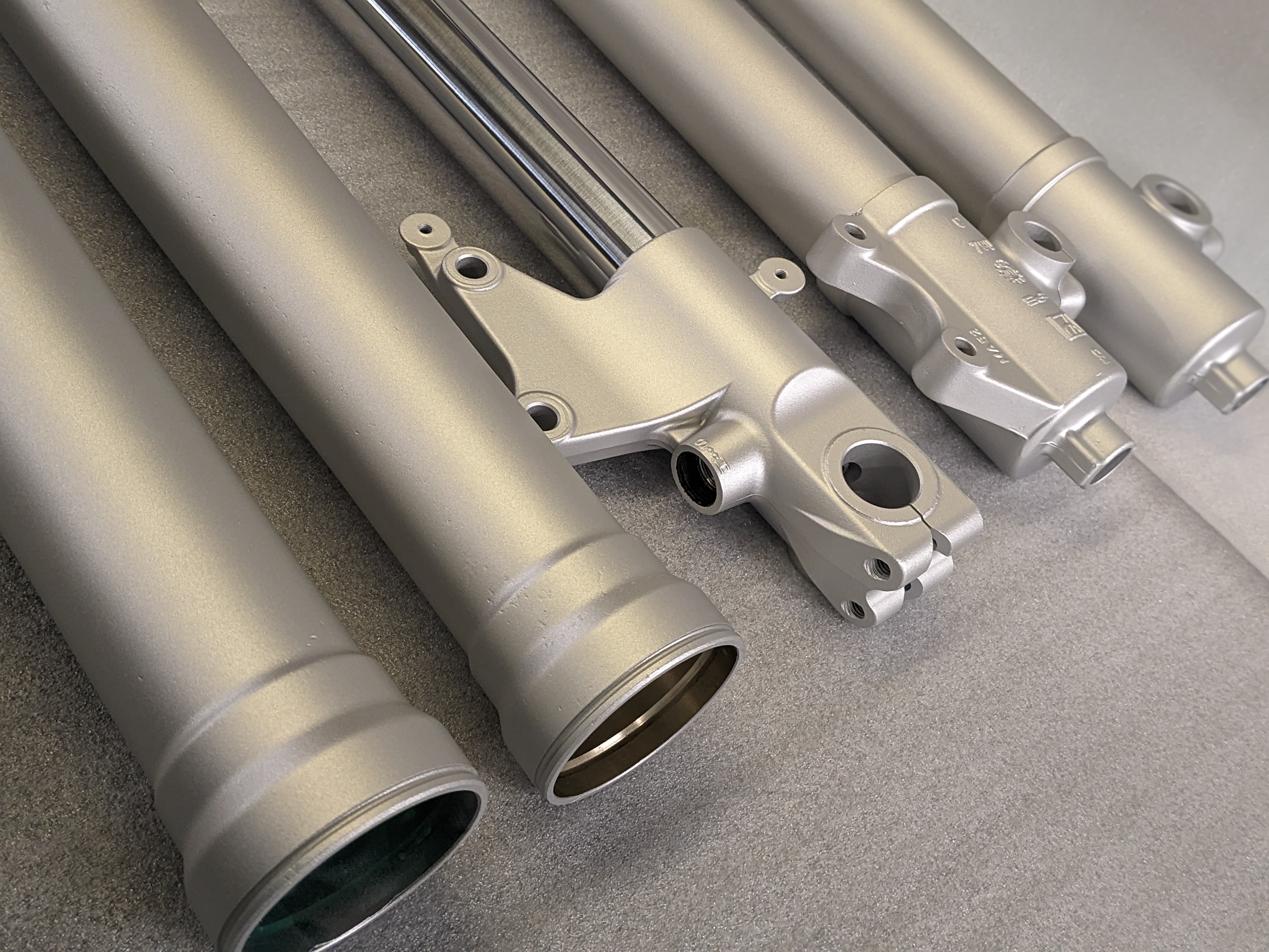 Project Forks Motorcycle Forks Finished In Satin Aluminum using H-151 | Cerakote