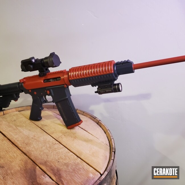 Smooth-side Ar15 Coated With Cerakote In Crimson And Socom Blue 