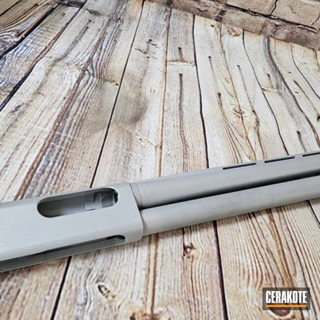 Crushed Silver Remington 870 Shotgun Coated With Cerakote In H-255