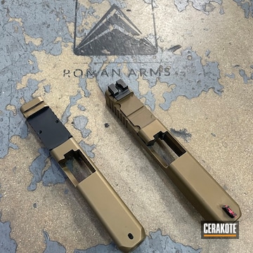 G19 Slide With Optic Cut Coated With Cerakote In Troy® Coyote Tan And Graphite Black