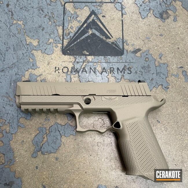 P320 With Icarus Frame Coated With Cerakote In Titanium And Gold