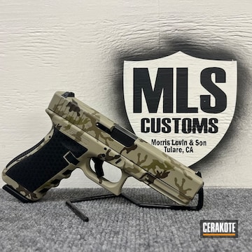 Glock 17 Camo Coated With Cerakote In Troy® Coyote Tan, Chocolate Brown, Graphite Black And Magpul® Fde