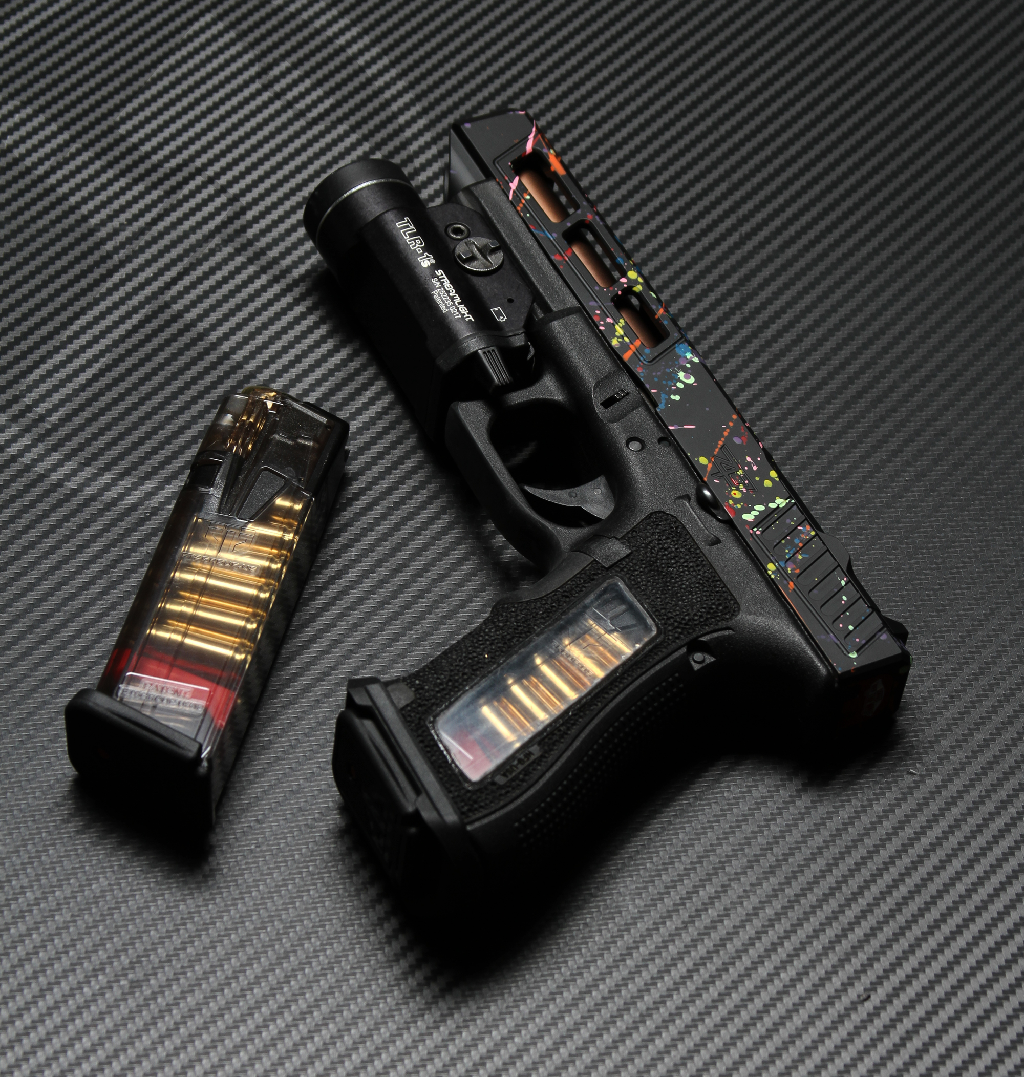Custom Splatter Glock 17 coated with H-328, H-167, H-346, H-169, H-144 ...