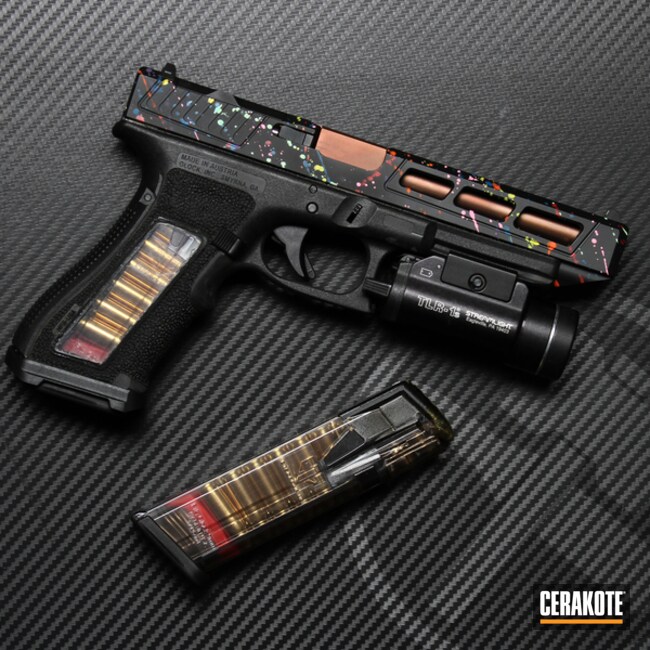 Custom Splatter Glock 17 Coated With Cerakote