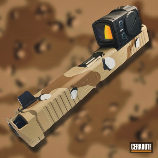 Armor Black, Desert Sand, Bright White And Copper Brown Chocolate Chip Glock Slide