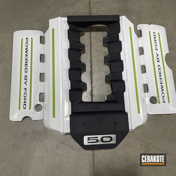 Ford Mustang Engine Covers Coated With Cerakote In H-190, H-297 And H-168
