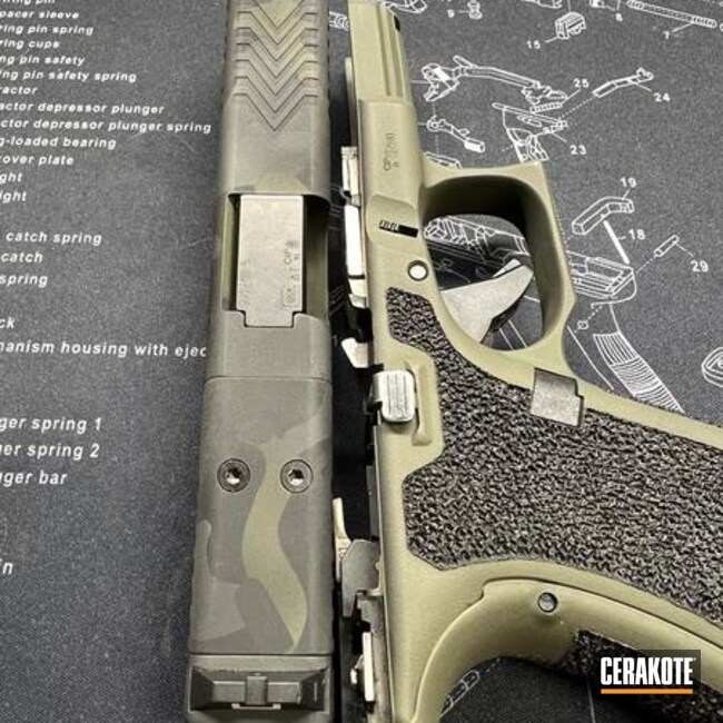 Glock 19 With Multicam Black Cerakote, Laser Engraving And Stippling Work