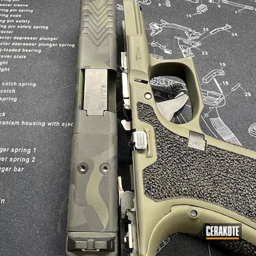 Glock 19 With Multicam Black Cerakote, Laser Engraving And Stippling Work