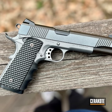 Tisas 1911 Coated With Cerakote In Tactical Grey, Tactical Grey And Graphite Black