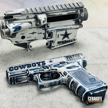 Powder Coating: Dallas Cowboys,KEL-TEC® NAVY BLUE H-127,Distressed,Snow White H-136,Football,Gun Metal Grey H-219,Battleworn