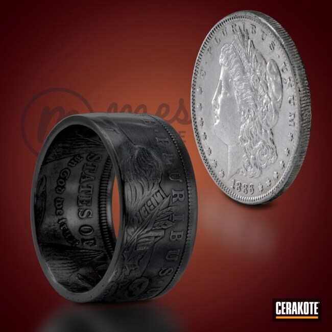 Black Cerakote Morgan Dollar Coin Ring