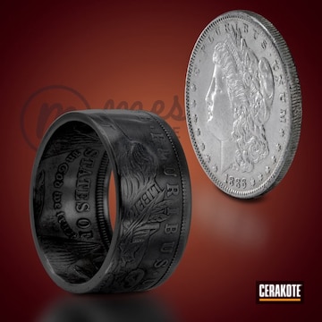 Black Cerakote Morgan Dollar Coin Ring