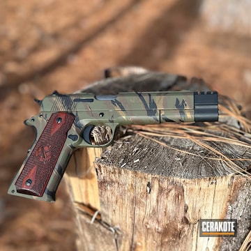 Ported  Springfield 1911 Coated With Cerakote In Armor Black, Sniper Green, Chocolate Brown, Burnt Bronze And Graphite Black