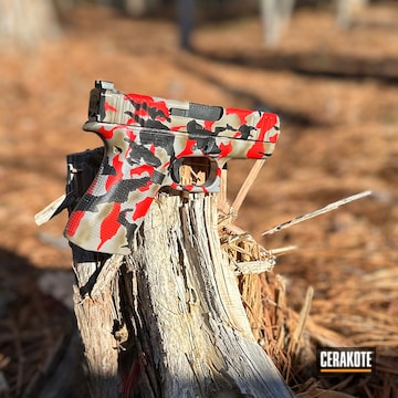 Glock 43x Red Camo Coated With Cerakote