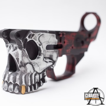 Spikes Jack Lower Coated With Cerakote In Bright White, Graphite Black, Firehouse Red And Gold