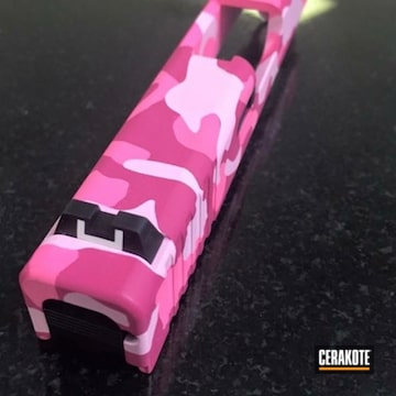 Pink Camo Glock Slide Coated With Cerakote In H-244 And H-141