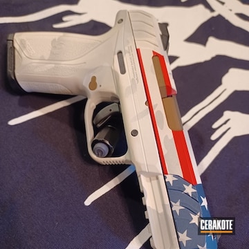 Snow Camo American Flag Ruger Security 9 Coated With Cerakote