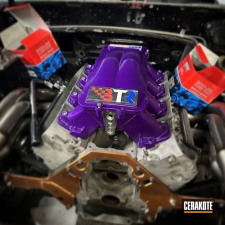 Powder Coating: Snow White H-136,Intake Manifold,Automotive,Intake,FIREHOUSE RED H-216,LOLLYPOP PURPLE C-163,BLUE FLAME C-158