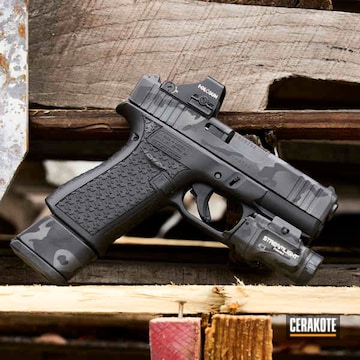 Custom Black Multicam Glock 43 X, Laser Engraved Phoenix Grid Pattern