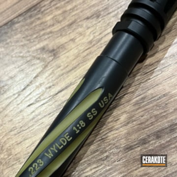 Two-tone Ar-15 Barrel Coated With Cerakote In O.d. Green And Blackout