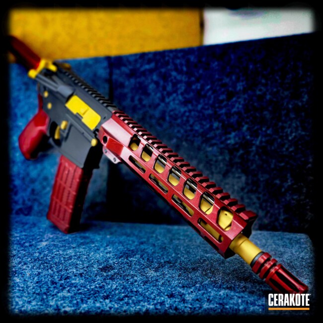 Red And Gold Ar Coated With Cerakote
