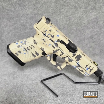 Desert Camo Glock Coated With Cerakote In H-199, C-192 And H-362