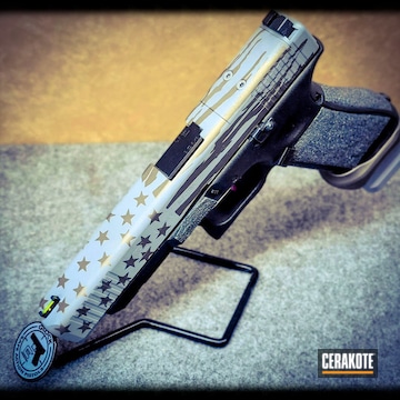 Two-tone Glock 34 Stars And Stripes Coated With Cerakote In H-359