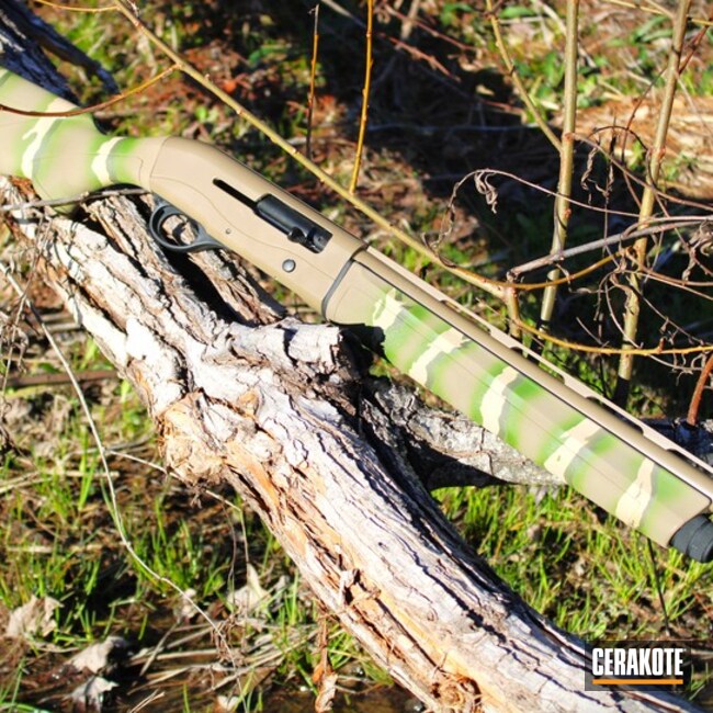 Striped Tiger Shotgun Coated With Cerakote In H-343 And C-267