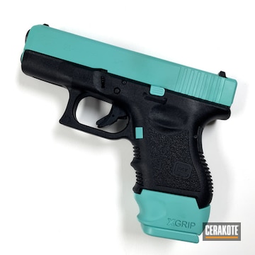 Glock 26 Coated With Cerakote In Graphite Black And Robin's Egg Blue