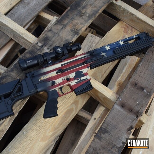 Scar 20s In Distressed Us Flag Coated With Cerakote