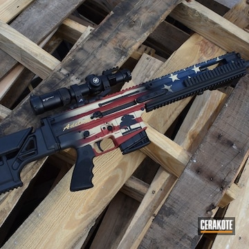 Scar 20s In Distressed Us Flag Coated With Cerakote