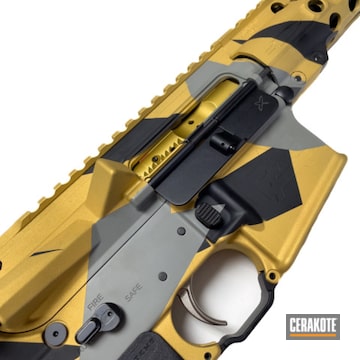 Ar15 Gold Splinter Camo Coated With Cerakote In H-146, H-214 And H-122