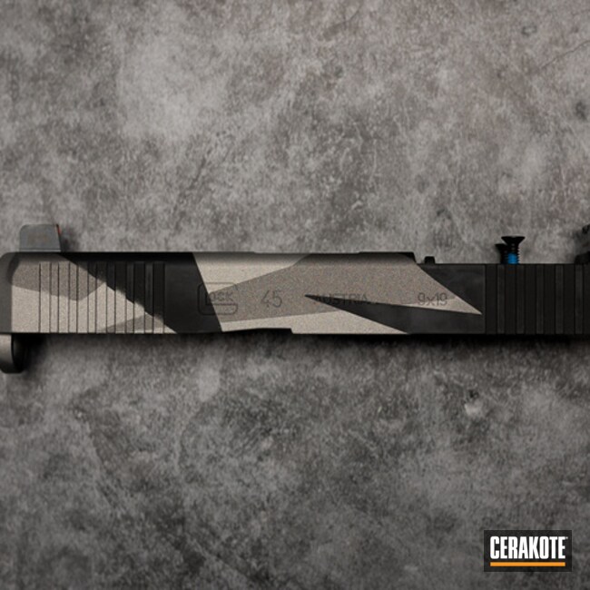 Gun Metal Grey, Armor Black And Crushed Silver Glock 45 Splinter Camo