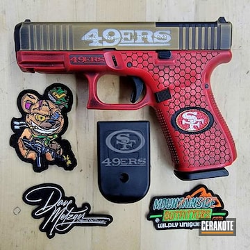 49ers Glock 19 Coated With Cerakote In H-140, H-167, H-146, H-148 And H-122