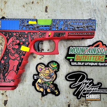 Super Mario Glock 17 Coated With Cerakote In H-167, H-144, H-331 And H-362