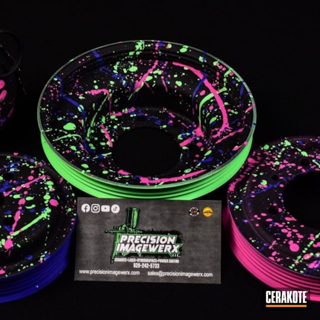 Armor Black, Periwinkle, Prison Pink And Parakeet Green Pulleys For Mazda