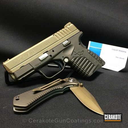 Powder Coating: Shimmer Gold H-153,Smith & Wesson,Handguns,Springfield Armory,Springfield XDS-45,Burnt Bronze H-148
