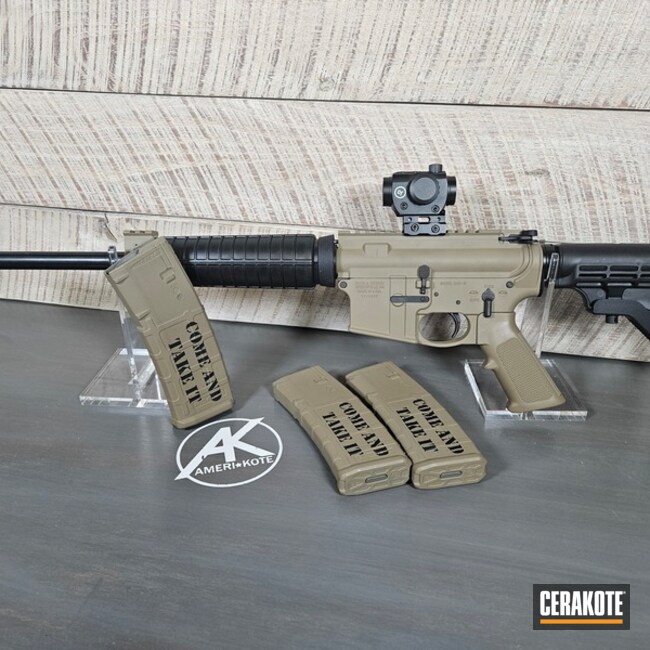 Come And Take It Ar15 Coated With Cerakote In Coyote Tan