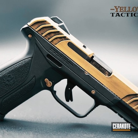Powder Coating: Armor Black C-192,Montana,Custom Pistol,Pistol,Gold H-122,Black and Gold,North Dakota,Ruger