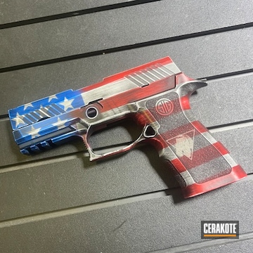 Distressed American Flag Sig P320 Coated With Cerakote
