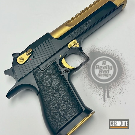 Powder Coating: Gold,Armor Black H-190,Desert Eagle,Magnum Research Inc,44 Magnum,MATTE ARMOR CLEAR H-301,Laser Stippled,Laser Engraved,.357 Magnum